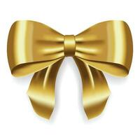 Realistic golden bow. Satin decorative golden bow. Element for decoration gifts, greetings, holidays vector