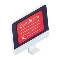 A unique design icon of online certificate vector