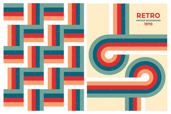1970s style retro vintage background with geometric shapes - a classic vector design reminiscent of old-school wallpapers and posters
