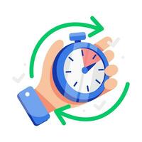 Featuring a stopwatch in hand, encapsulating concepts of time management, deadlines, and efficiency in task completion vector