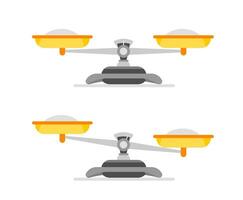 Classic balance scale with bowls in equilibrium, symbolizing justice, balance, and equality in legal and ethical matters vector