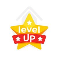 Bright and bold vector badge featuring the words Level Up across a star, perfect for representing achievement, progress, or rewards in games and apps