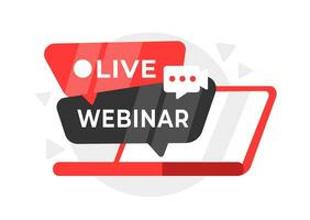 Striking vector illustration of a Live Webinar concept with speech bubbles, perfect for online educational events and interactive e-learning sessions