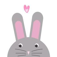 Cute buny with love heart. Valentines day vector illustration