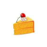 Cake with cream and cherry vector