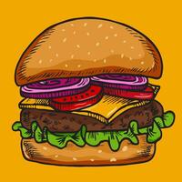 Burger hand drawn vector