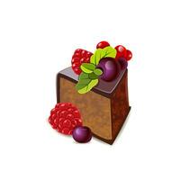 Chocolate cake with berries vector illustration