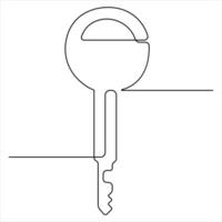 Continuous one line art drawing key vector outline art illustration