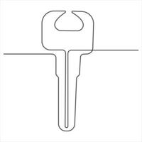 Continuous one line art drawing key vector outline art illustration