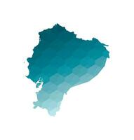 Vector isolated illustration icon with simplified blue silhouette of Ecuador map. Polygonal geometric style. White background.