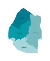 Vector isolated illustration of simplified administrative map of Eswatini, Swaziland. Borders and names of the regions. Colorful blue khaki silhouettes