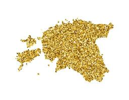 Vector isolated illustration with simplified Estonia map. Decorated by shiny gold glitter texture. Christmas and New Year holidays decoration for greeting card.