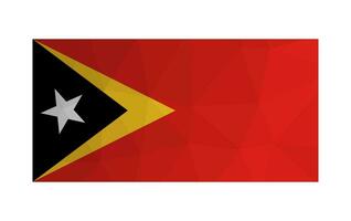 Vector isolated illustration. National East Timor flag. Official symbol of Timor Leste. Creative design in low poly style with triangular shapes. Gradient effect.