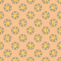 Cheerful Geometric Happy Groovy Flower vector colored seamless pattern