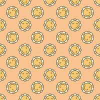 Cheerful Geometric Happy Groovy Flower vector colored seamless pattern