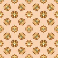 Pretty Groovy Smiling Flower vector colored seamless pattern