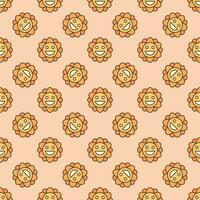 Pretty Groovy Smiling Flower vector colored seamless pattern