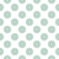 Retro Funny Smiling Daisy Flower vector outline minimal seamless pattern in Groovy style