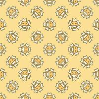Smiling Beautiful Flower in Groovy style vector minimalist colored seamless pattern