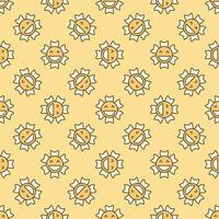 Smiling Beautiful Flower in Groovy style vector minimalist colored seamless pattern