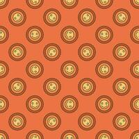 Round Cheerful Smiling Flower vector colored seamless pattern in Groovy style