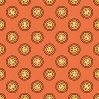 Round Cheerful Smiling Flower vector colored seamless pattern in Groovy style