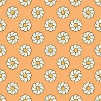 Beautiful Flower with Smiling Face vector Groovy Style colored seamless pattern