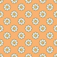 Beautiful Flower with Smiling Face vector Groovy Style colored seamless pattern