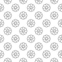 Cute Flower with Smiling Face vector Groovy Style linear seamless pattern