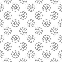 Cute Flower with Smiling Face vector Groovy Style linear seamless pattern