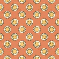 Hippy Flower vector colored seamless pattern in Groovy style