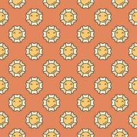 Hippy Flower vector colored seamless pattern in Groovy style