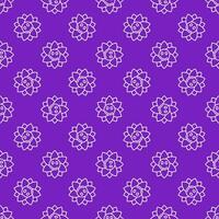 Cute Flower with Smiling Face vector seamless pattern in thin line style