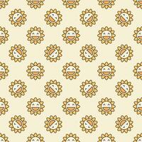 Geometric Groovy Hippie Flower vector colored seamless pattern
