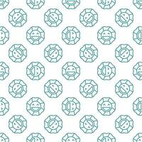 Funny Flower with Smiling Face vector outline seamless pattern in Groovy style