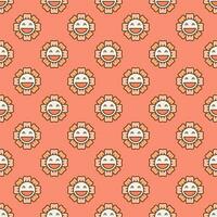Smiling Flower in Groovy 60s or 70s style vector minimalist colored seamless pattern