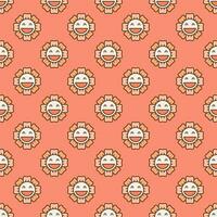 Smiling Flower in Groovy 60s or 70s style vector minimalist colored seamless pattern