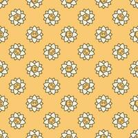 Beautiful Flower with Smiling Face vector colored seamless pattern