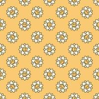 Beautiful Flower with Smiling Face vector colored seamless pattern