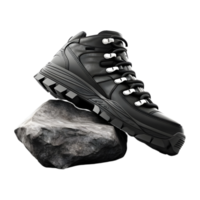 AI generated Black Shoes on Rock on Transparent background - Ai Generated png