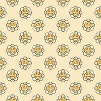 Groovy Beautiful Flower vector colored seamless pattern
