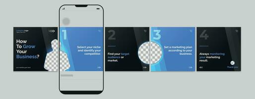 Set Of Carousel Post Template, Editable carousel post, social media carousel post for business vector