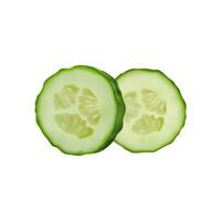 Realistic cucumber cut slices, veggie ring pieces vector