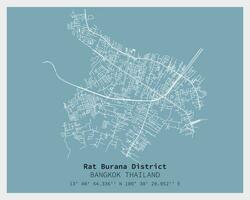 calle mapa de rata burana distrito Bangkok, Tailandia vector