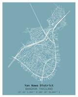calle mapa de yan nawa distrito Bangkok, Tailandia vector