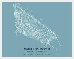 calle mapa de khlong toei distrito Bangkok, Tailandia vector