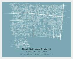 Street map of Thawi Watthana District Bangkok,THAILAND vector