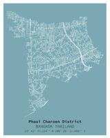 Street map of Phasi Charoen District Bangkok,THAILAND vector