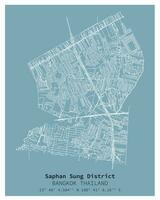 calle mapa de safano cantado distrito Bangkok, Tailandia vector