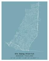 Street map of Din Daeng District Bangkok,THAILAND vector